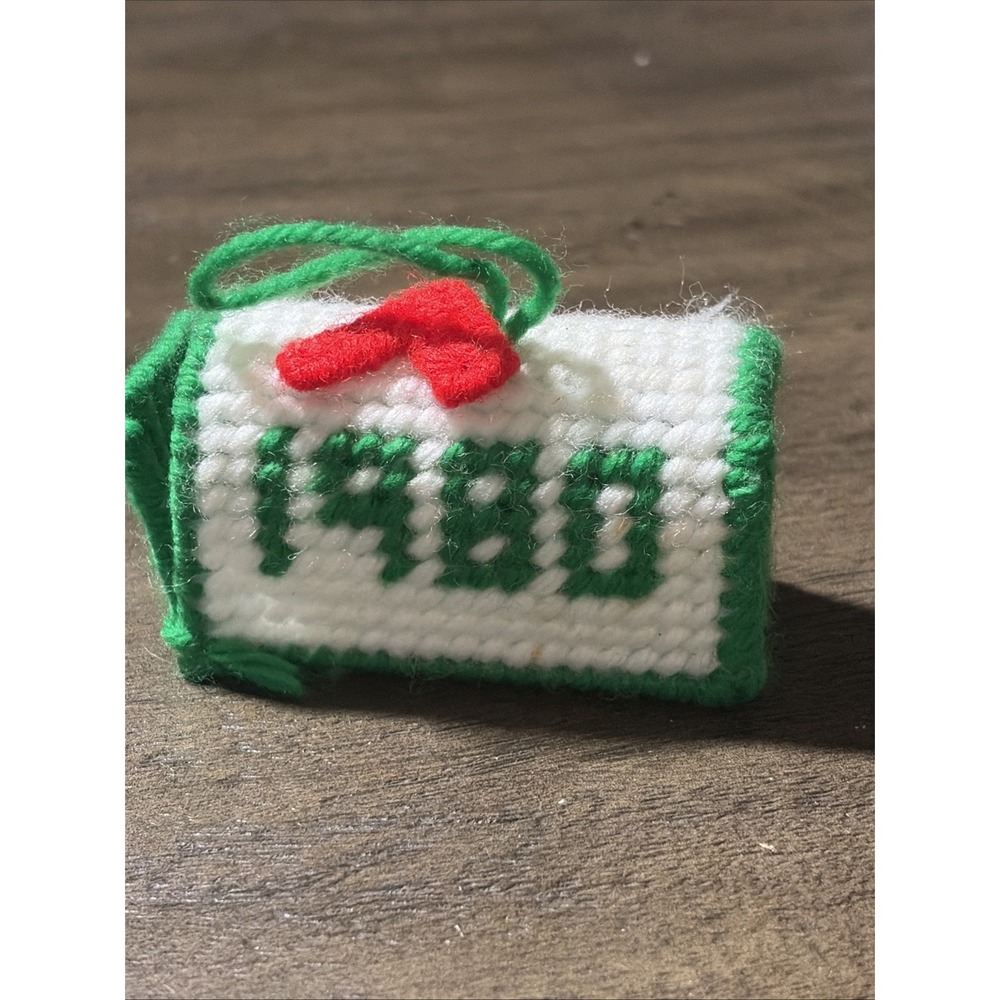 Vintage Handmade Crochet Mailbox Ornament Holiday Decor Collectible Ryan 1980